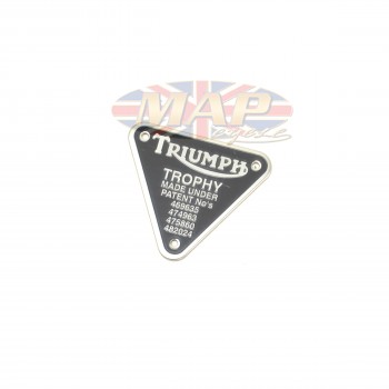 Genuine Triumph Stainless Steel Trophy Patent Plate Badge with Rivets 70-2876