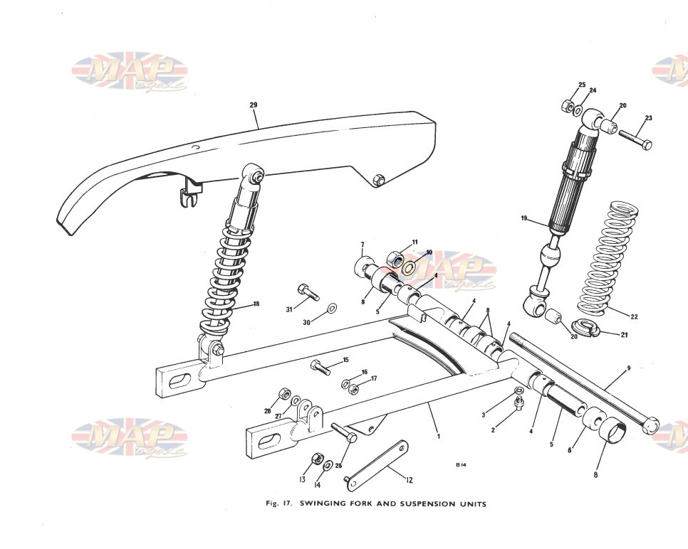 Swingarm & Rear Suspension 1979-TRIUMPH-T140-SWINGARM