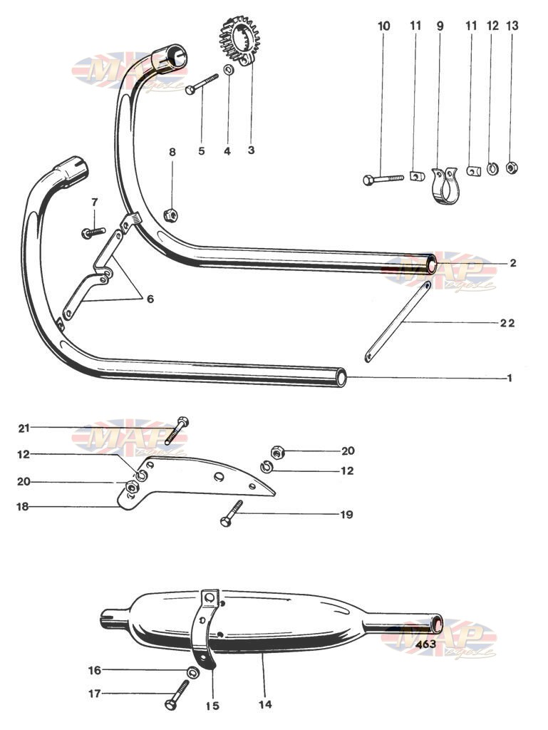 Exhaust - T120, TR6R 1968-TR6-T120-Exhaust - T120, TR6R