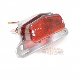 Lucas-Style Taillight & Plate Holder - Polished Aluminum 