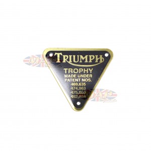 Genuine Triumph Brass Patent Plate Badge with Rivets 70-2876/BRASS