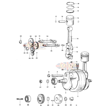 Crank & Connecting Rods 1978-T140v-TR7RV-Crank & Connecting Rods 