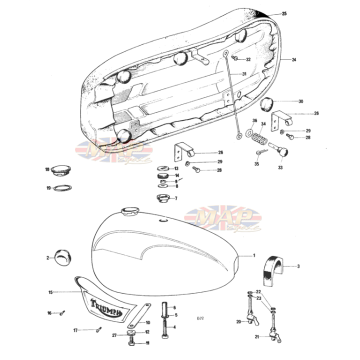 Gastank & Seat 1978-T140v-TR7RV-Gastank & Seat 