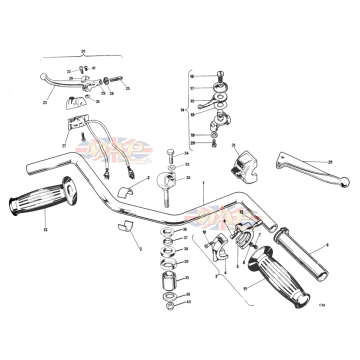 Handlebars & levers 1978-T140v-TR7RV-Handlebars & levers 