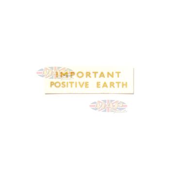 DECAL/  IMPORTANT POSITIVE EARTH 60-0052 