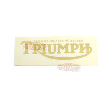 DECAL/  TRIUMPH REG TRADE MK  GOLD-WH VA 60-0068 