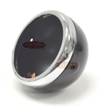 Lucas-Style Headlamp Headlight Shell Rim Chrome/Black 5-3/4" Side Mount 66-65074 