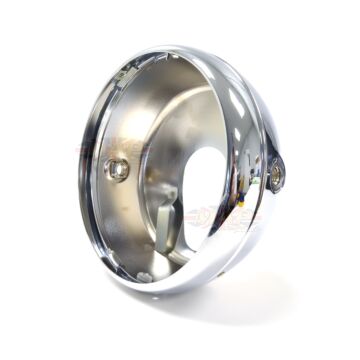 Universal Chrome Motorcycle Headlight Flat Back With Rim No Top Holes 99-1009NH/P 
