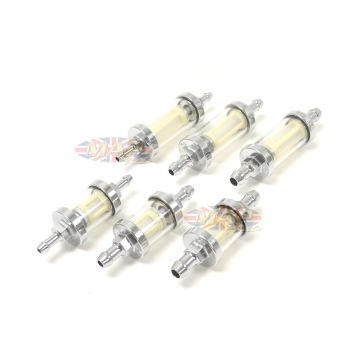 Universal Chrome Glass Fuel Filter w/ Washable Mesh Filter GLASS-FUEL-FILTERS 