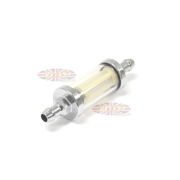 Universal Chrome Glass Fuel Filter w/ Washable Mesh Filter 3/8" A-FF00238 