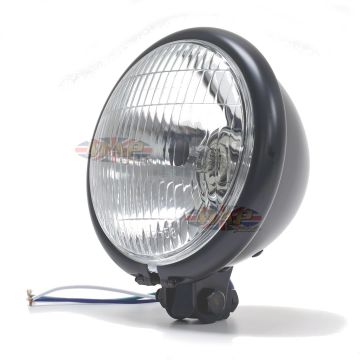 Bates Style 5.75" Black Bottom Mount Headlight with Blue Dot Beam Indicator 66-84151B 