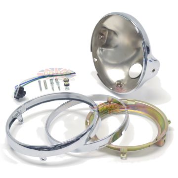 Universal Side Mount 7" Chrome Headlight Shell Assembly 66-65040 