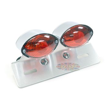 Dual Small Cateye Brake Light with License Plate Bracket 62-21602 