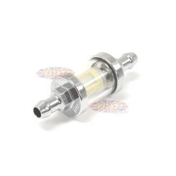Universal Chrome Glass Fuel Filter w/ Washable Mesh Filter 3/8" A-FF00338 