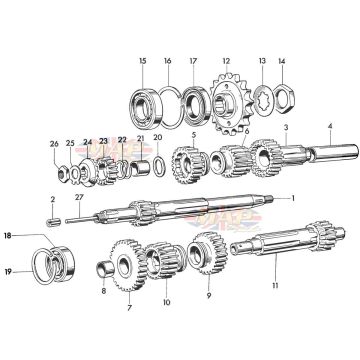 Gearbox Shafts, Gears 1968-TR6-T120-Gearbox Shafts, Gears 
