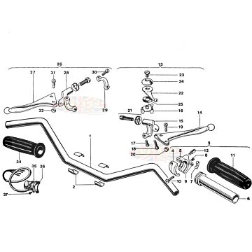 Handlebars, Control Levers 1968-TR6-T120-Handlebars, Control Levers 