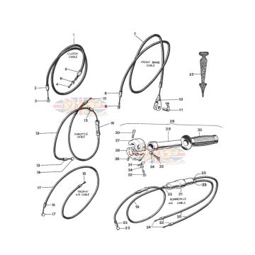 Cables, T120R Twistgrip 1968-TR6-T120-Cables, T120R Twistgrip 