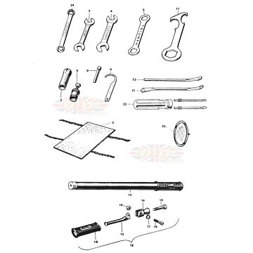 Toolkit, Footrests, License 1968-TR6-T120-Toolkit, Footrests, License 